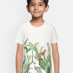 LAdore Unisex Kids White Printed Round Neck T-shirt-image-35