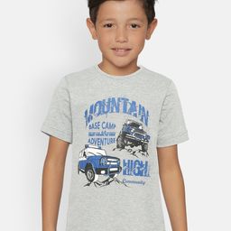 LAdore Boys Grey Melange Printed Round Neck T-shirt-image-85