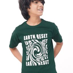 edheads Boys Green Typography Printed Short Sleeve Round Neck T-shirt-image-74