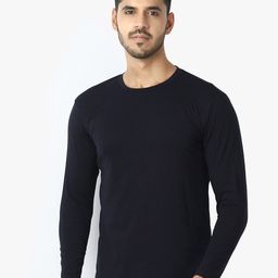 LE BOURGEOIS Men Navy Blue Round Neck Cotton Pure Cotton T-shirt-image-30