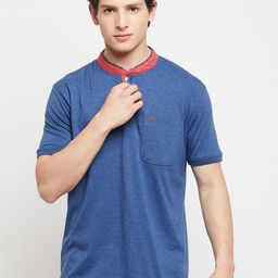 Adobe Men Blue Henley Neck T-shirt-image-46