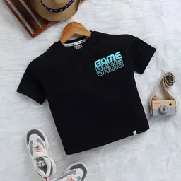 Happy Faces Boys Pure Cotton Typography Printed Back T-shirt-picture-36