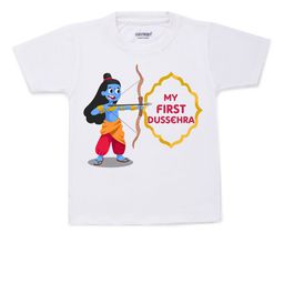 KNITROOT Unisex Kids White & Blue Little Krishna Printed T-shirt-image-76