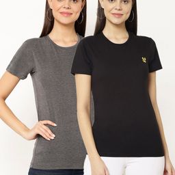 VIMAL JONNEY Women Pack Of 2 Black & Grey T-shirt-image-18