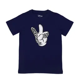 Disney by Wear Your Mind Boys Navy Blue Printed V-Neck T-shirt-image-31