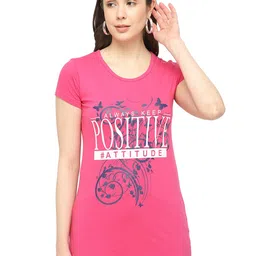 DYCA Women Fuchsia Printed V-Neck T-shirt-image-89