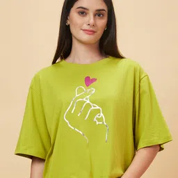 Globus Drop Shoulder Korean Graphic Printed Oversized Crop T-Shirt-picture-48