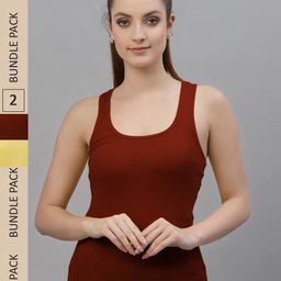 Friskers Pack Of 2 Scoop Neck Racerback Comfort Cotton Perfect Fit Tank Top-image-48