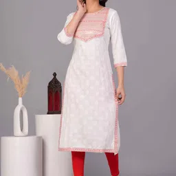 FASHION DEPTH Geometric Embroidered Thread Work Straight Kurta-33