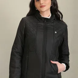 U.S. Polo Assn. Women Hooded Faux Fur Trim Quilted Jacket-12
