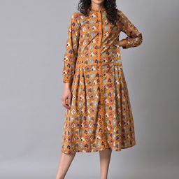 W Ethnic Motifs Printed Pleated Midi Cotton Ethnic Dress-picture-32