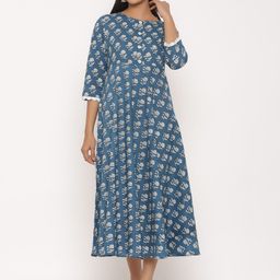 MIRAVAN Women Floral Printed Cotton Anarkali Kurta-picture-14