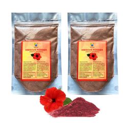 QYKKARE Set Of 2 Natural Premium Hibiscus Powder For Face & Hair- 100 g Each-0