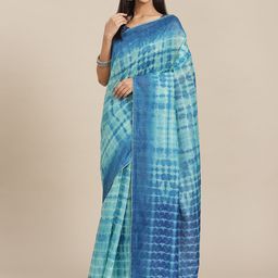 Kalista Blue Tie and Dye Sequinned Saree-picture-14