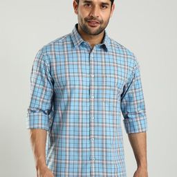 Indian Terrain Classic Slim Fit Tartan Checks Cotton Checked Casual Shirt-picture-1
