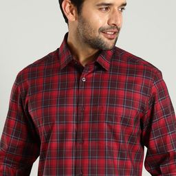 Indian Terrain Classic Spread Collar Slim Fit Tartan Checks Checked Cotton Casual Shirt-picture-44