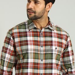 Indian Terrain Men Classic Slim Fit Tartan Checks Opaque Checked Casual Shirt-picture-34