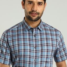 Indian Terrain Classic Slim Fit Tartan Checks Cotton Casual Shirt-picture-39