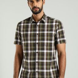 Indian Terrain Classic Slim Fit Tartan Checks Opaque Checked Cotton Casual Shirt-picture-9