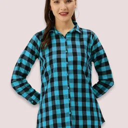 Vastraa Fusion Comfort Gingham Checks Cotton Casual Shirt-image-55