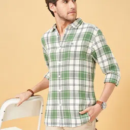 Urban Ranger by pantaloons Slim Fit Tartan Checks Opaque Checked Cotton Casual Shirt-image-19