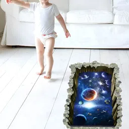 Jaamso Royals Blue & Brown 3D-Planet Printed Self-Adhesive Removable Wall Sticker-image-76