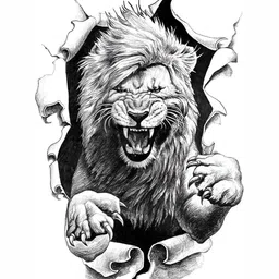 Wallpics Black & Grey Lion Printed Water Resistant Wall Sticker-image-90