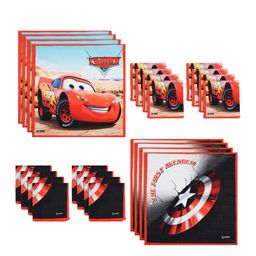 Kuber Industries Kids Pack Of 24 Disney Car Printed Cotton Handkerchiefs-78
