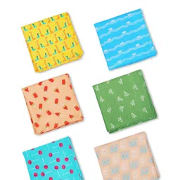hexafun Pack Of 6 Printed Organic Cotton Handkerchief-image-40