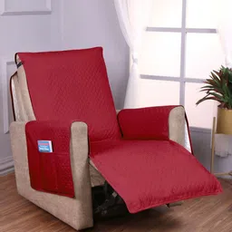 HOKIPO Maroon Solid Polyester 1 Piece Recliner Sofa Cover-image-97