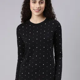 Enamor Polka Dot Printed Slim Fit Cotton T-shirt-picture-31