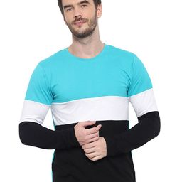 GLITO Colourblocked Round Neck Cotton T-Shirt-image-32