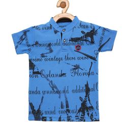 earth conscious Boys Blue Typography Printed Henley Neck Cotton T-shirt-image-57