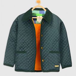 Cherry Crumble Unisex Kids Green Colourblocked Insulator Quilted Jacket-image-62