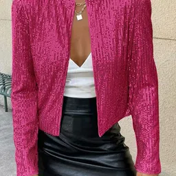 StyleCast Pink Sequinned Embellished Long Sleeves Tailored Jacket-40