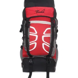 TRUNKIT Red & Black Printed High Quality Water Resistance Trekking Hiking Travel Bag With Shoe Compartment Rucksack-51