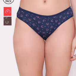 ABELINO Women Pack Of 3 Floral Printed Pure Cotton Low-Rise Bikini Briefs-image-55