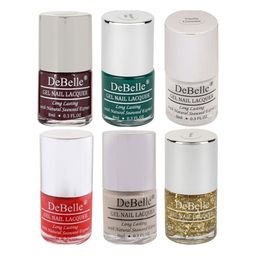 DeBelle Set of 6 Long Lasting Seaweed Extract Raspberry Fizz Pastels Gel Nail Lacquers-21