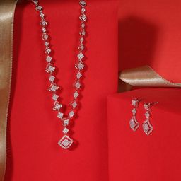 AMI  Rose Gold Plated & CZ Studded Jewellery Set-image-68