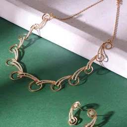 AMI Rose Gold Plated & CZ Studded Jewellery Set-image-12