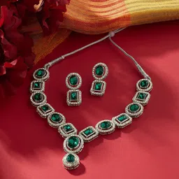 AMI Silver-Plated AD-Studded Jewellery Set-11