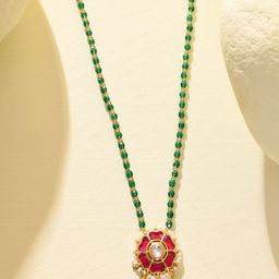 STYYO Gold-Plated Stone Studded & Beaded Necklace-image-21