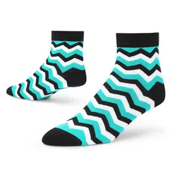 Dynamocks Green & Black Chevron Patterned Ankle Length Socks image 4