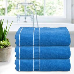 Kuber Industries Blue Pack of 3 Soft Cotton 400 GSM Bath Towel-47
