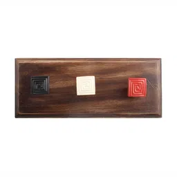 Indianshelf Brown & White Geometric Patterned Wooden Wall Hooks Key Holder-image-16
