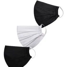 VASTRAMAY Unisex Set of 3 Reusable 2-Ply Pleated Protective Outdoor Cloth Face Masks-17