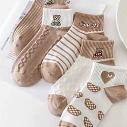 iSWEVEN Women Pack Of 5 Patterned Ankle-Length Cotton Socks-13