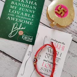 EL REGALO Boys Red Thread Wraparound Rakhi With Roli Chawal & Raksha Bandhan Greeting Card-22