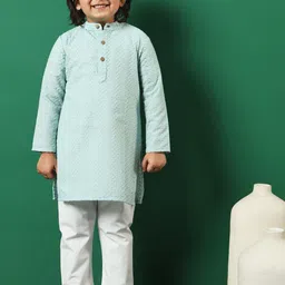 Readiprint Fashions Infant Boys Floral Embroidered Pure Cotton Kurta with Pyjamas-12