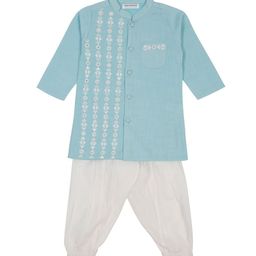SAKA DESIGNS Boys Embroidered Mandarin Collar Pure Cotton Kurta And Pyjamas-28